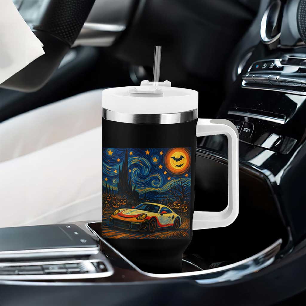 Racing Sports Tumbler With Handle Starry Night 911 Silhouette Halloween