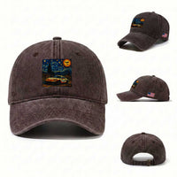 Racing Sports Washed Cotton Baseball Cap Starry Night 911 Silhouette Halloween