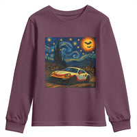 Racing Sports Youth Sweatshirt Starry Night 911 Silhouette Halloween - Wonder Print Shop
