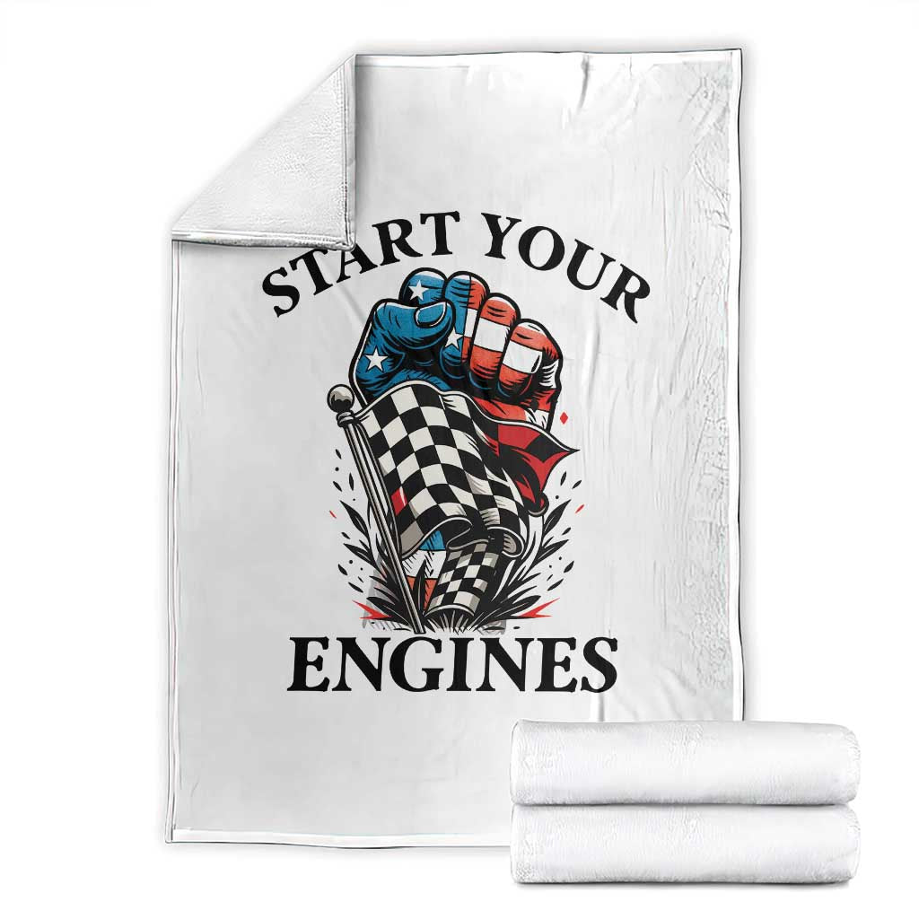 Checkered American Flag Racing Throw Blanket Start Your Engines Race Car - Wonder Print Shop