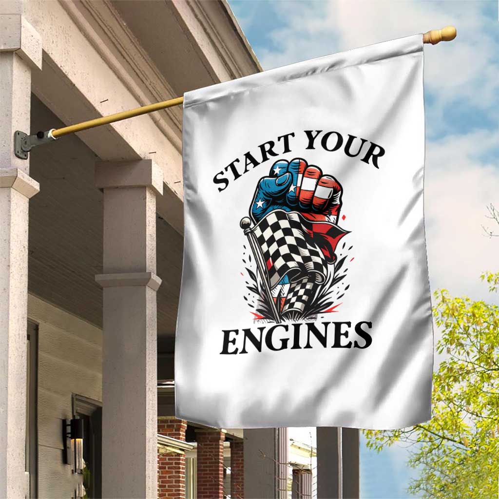 Checkered American Flag Racing Garden Flag Start Your Engines Race Car - Wonder Print Shop