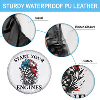 Checkered American Flag Racing Spare Tire Cover Start Your Engines Race Car - Wonder Print Shop
