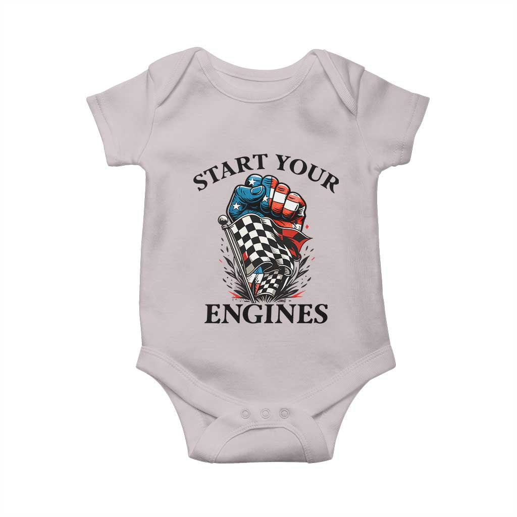 Checkered American Flag Racing Baby Onesie Start Your Engines Race Car - Wonder Print Shop