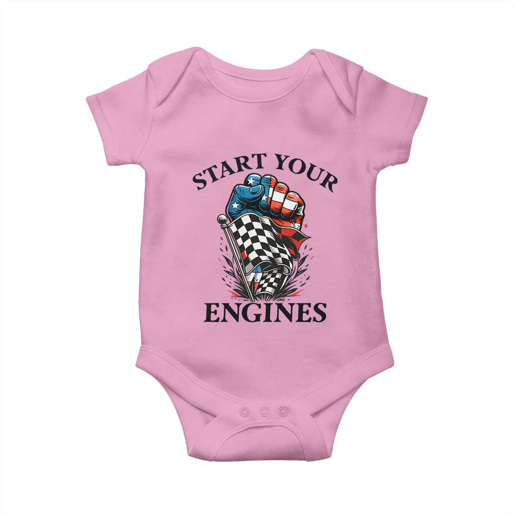 Checkered American Flag Racing Baby Onesie Start Your Engines Race Car - Wonder Print Shop
