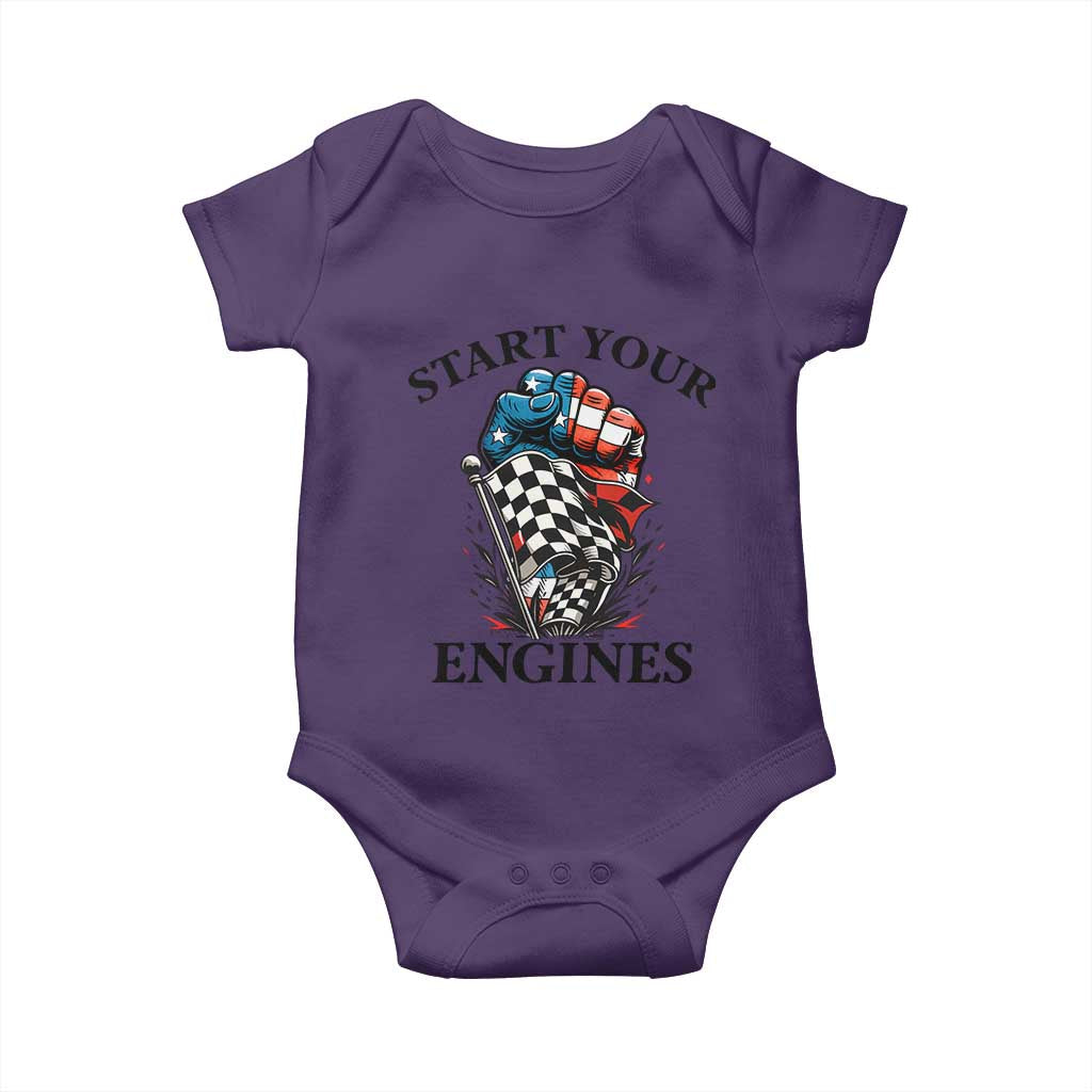 Checkered American Flag Racing Baby Onesie Start Your Engines Race Car - Wonder Print Shop