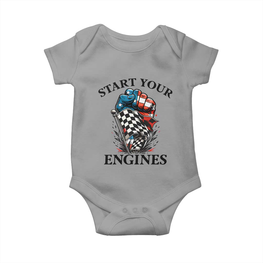Checkered American Flag Racing Baby Onesie Start Your Engines Race Car - Wonder Print Shop