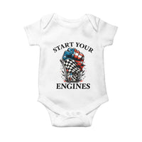 Checkered American Flag Racing Baby Onesie Start Your Engines Race Car - Wonder Print Shop