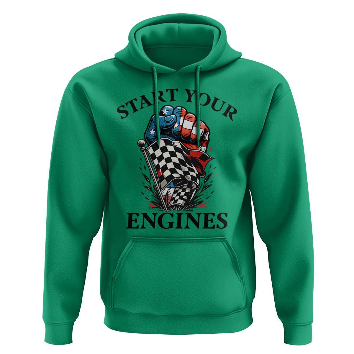 Checkered American Flag Racing Hoodie Start Your Engines Race Car - Wonder Print Shop