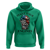 Checkered American Flag Racing Hoodie Start Your Engines Race Car - Wonder Print Shop