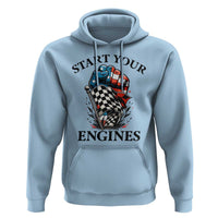 Checkered American Flag Racing Hoodie Start Your Engines Race Car - Wonder Print Shop