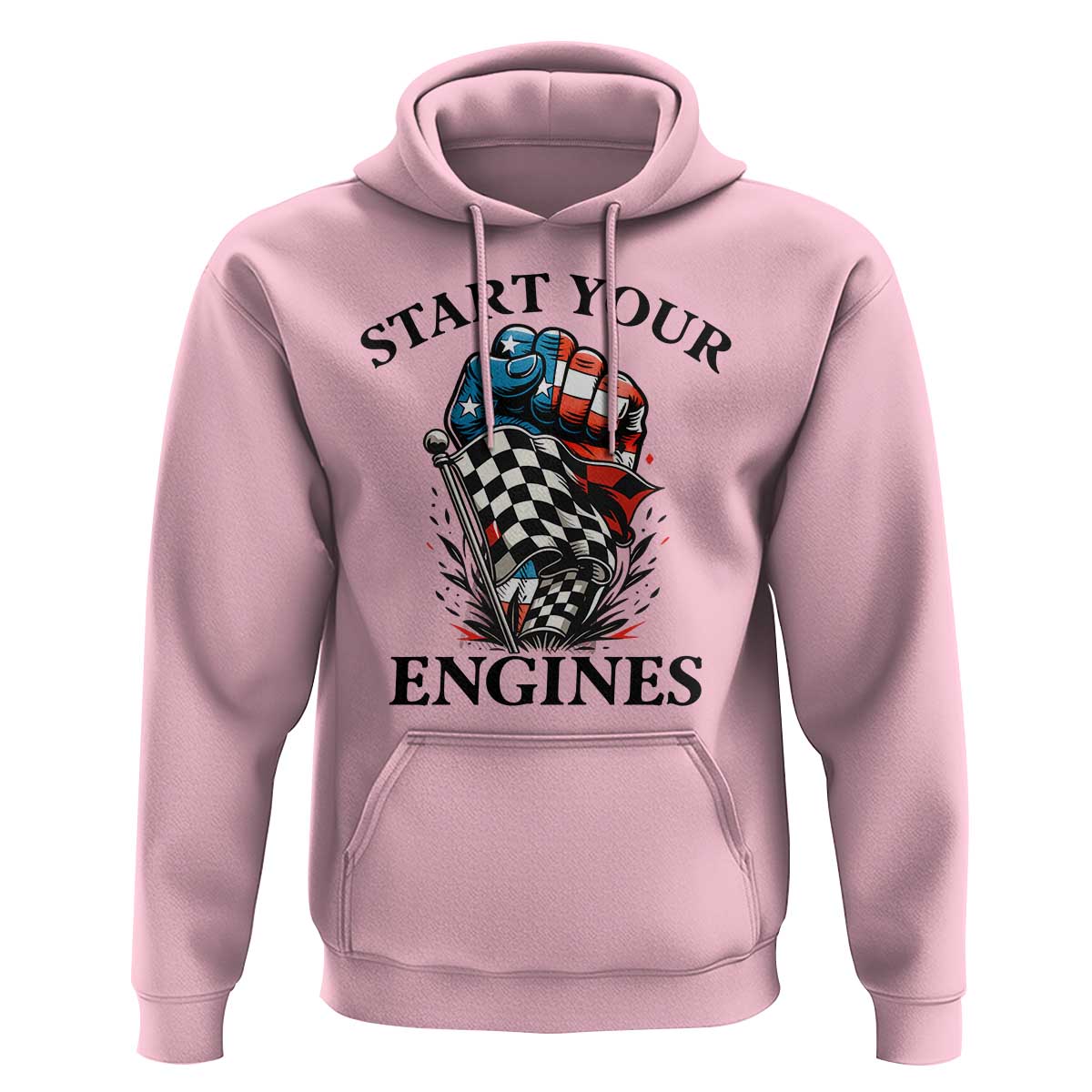 Checkered American Flag Racing Hoodie Start Your Engines Race Car - Wonder Print Shop