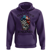 Checkered American Flag Racing Hoodie Start Your Engines Race Car - Wonder Print Shop