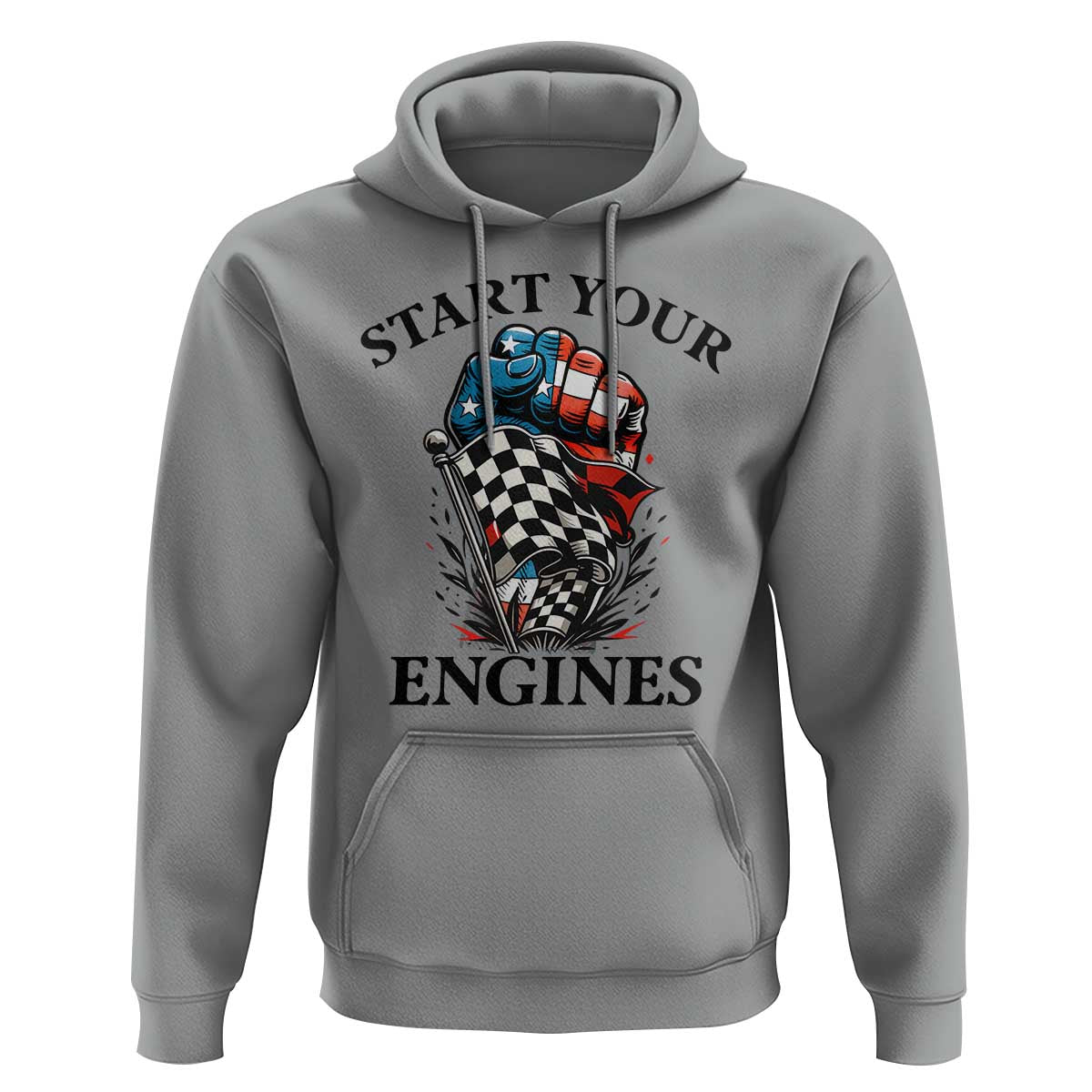 Checkered American Flag Racing Hoodie Start Your Engines Race Car - Wonder Print Shop