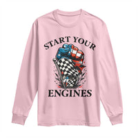 Checkered American Flag Racing Long Sleeve Shirt Start Your Engines Race Car - Wonder Print Shop