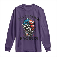 Checkered American Flag Racing Long Sleeve Shirt Start Your Engines Race Car - Wonder Print Shop