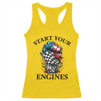 Checkered American Flag Racing Racerback Tank Top Start Your Engines Race Car - Wonder Print Shop