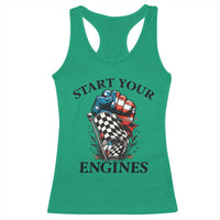Checkered American Flag Racing Racerback Tank Top Start Your Engines Race Car - Wonder Print Shop