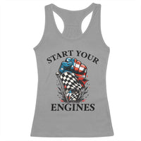Checkered American Flag Racing Racerback Tank Top Start Your Engines Race Car - Wonder Print Shop