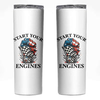 Checkered American Flag Racing Skinny Tumbler Start Your Engines Race Car