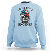Checkered American Flag Racing Sweatshirt Start Your Engines Race Car - Wonder Print Shop