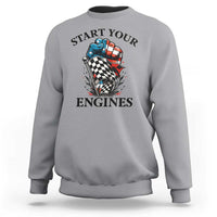 Checkered American Flag Racing Sweatshirt Start Your Engines Race Car - Wonder Print Shop