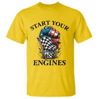 Checkered American Flag Racing T Shirt Start Your Engines Race Car - Wonder Print Shop