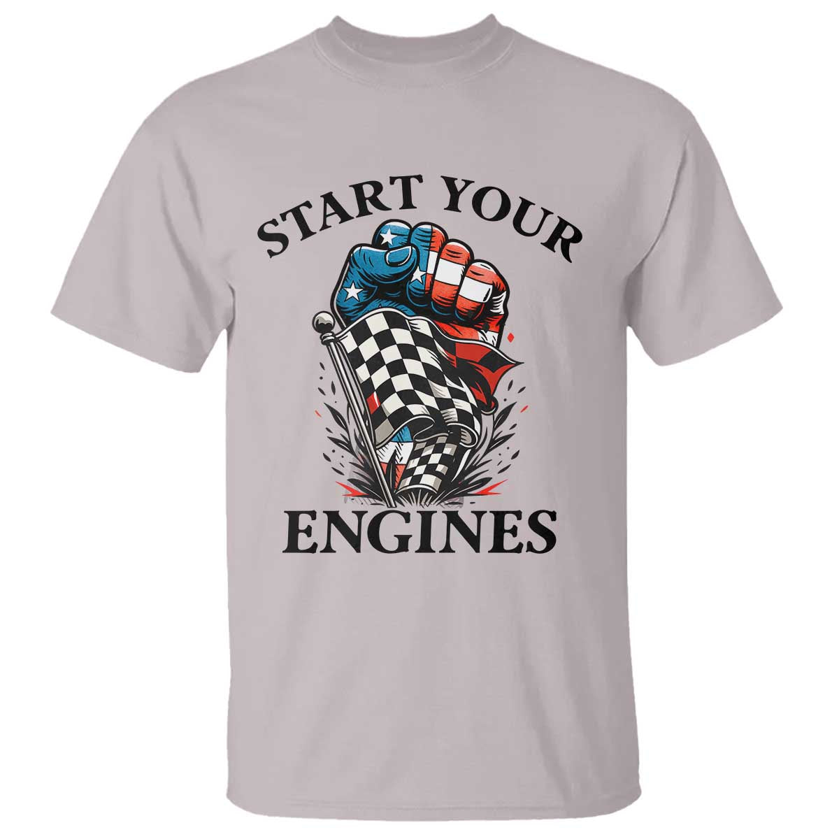 Checkered American Flag Racing T Shirt Start Your Engines Race Car - Wonder Print Shop