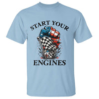 Checkered American Flag Racing T Shirt Start Your Engines Race Car - Wonder Print Shop