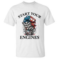 Checkered American Flag Racing T Shirt Start Your Engines Race Car - Wonder Print Shop