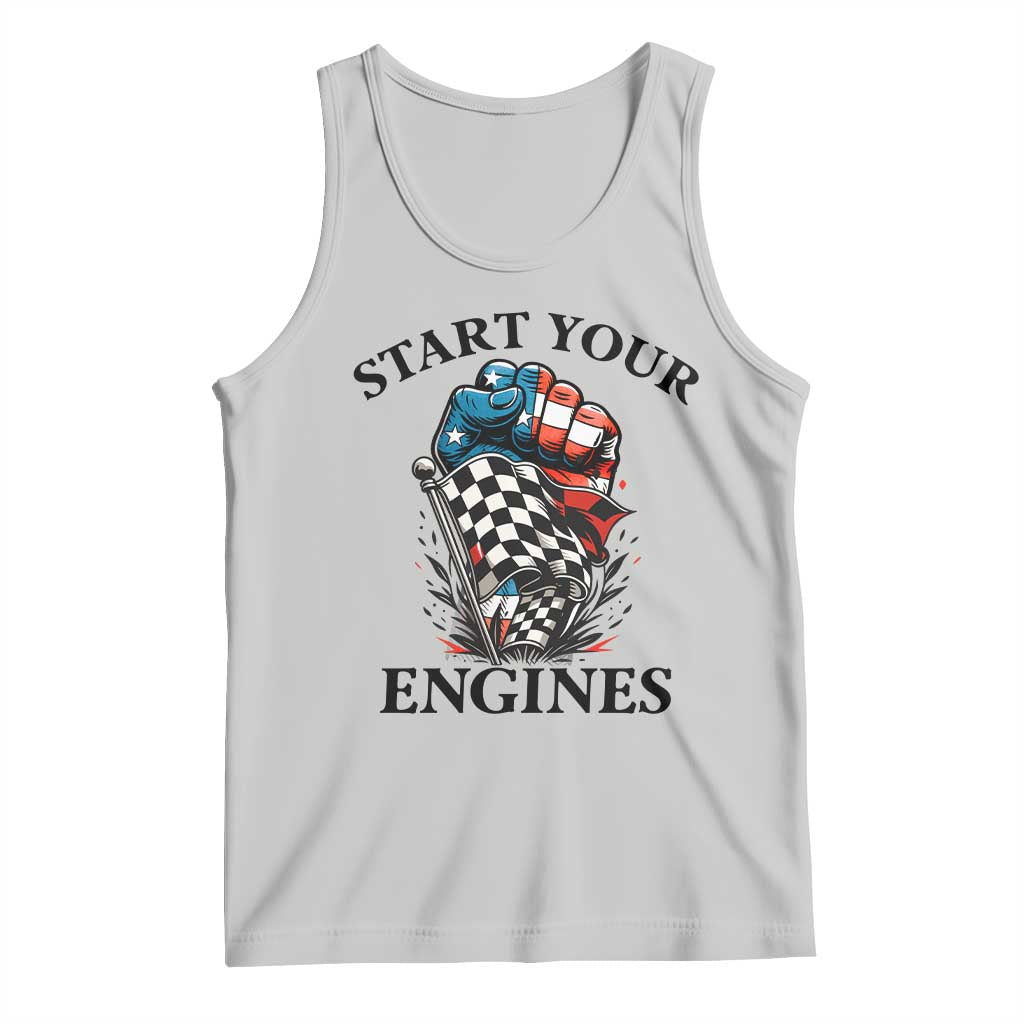 Checkered American Flag Racing Tank Top Start Your Engines Race Car - Wonder Print Shop