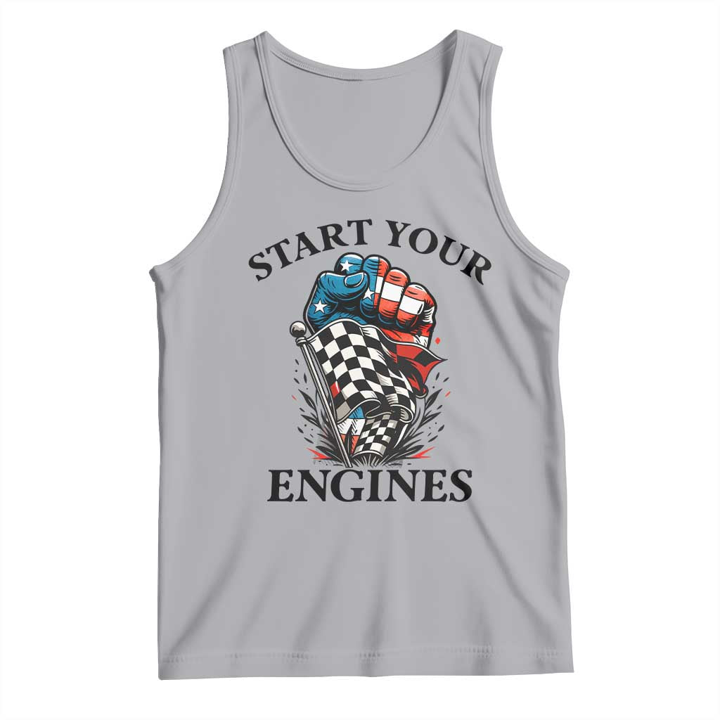 Checkered American Flag Racing Tank Top Start Your Engines Race Car - Wonder Print Shop