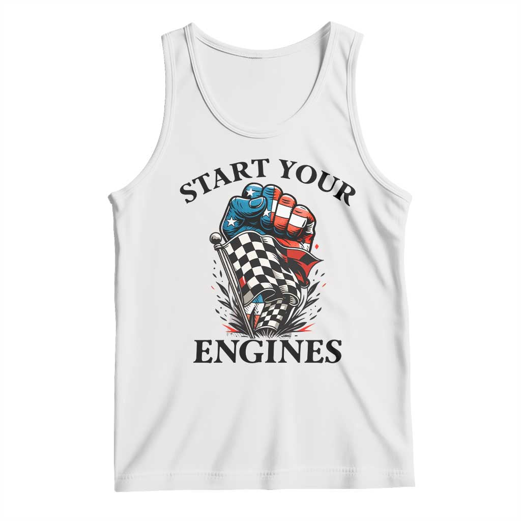 Checkered American Flag Racing Tank Top Start Your Engines Race Car - Wonder Print Shop