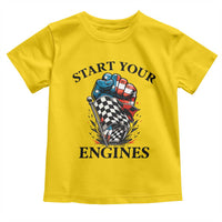 Checkered American Flag Racing Toddler T Shirt Start Your Engines Race Car - Wonder Print Shop