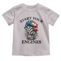 Checkered American Flag Racing Toddler T Shirt Start Your Engines Race Car - Wonder Print Shop