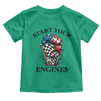 Checkered American Flag Racing Toddler T Shirt Start Your Engines Race Car - Wonder Print Shop