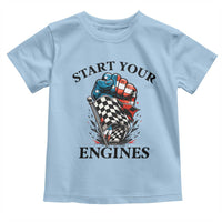 Checkered American Flag Racing Toddler T Shirt Start Your Engines Race Car - Wonder Print Shop