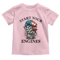 Checkered American Flag Racing Toddler T Shirt Start Your Engines Race Car - Wonder Print Shop
