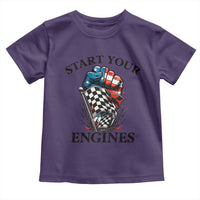Checkered American Flag Racing Toddler T Shirt Start Your Engines Race Car - Wonder Print Shop