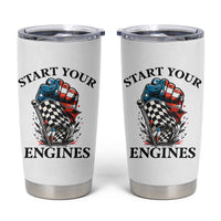 Checkered American Flag Racing Tumbler Cup Start Your Engines Race Car