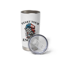Checkered American Flag Racing Tumbler Cup Start Your Engines Race Car