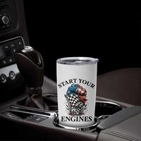 Checkered American Flag Racing Tumbler Cup Start Your Engines Race Car
