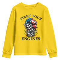 Checkered American Flag Racing Youth Sweatshirt Start Your Engines Race Car - Wonder Print Shop