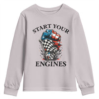 Checkered American Flag Racing Youth Sweatshirt Start Your Engines Race Car - Wonder Print Shop