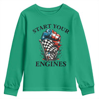Checkered American Flag Racing Youth Sweatshirt Start Your Engines Race Car - Wonder Print Shop