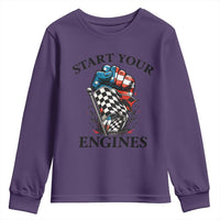 Checkered American Flag Racing Youth Sweatshirt Start Your Engines Race Car - Wonder Print Shop