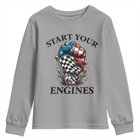 Checkered American Flag Racing Youth Sweatshirt Start Your Engines Race Car - Wonder Print Shop