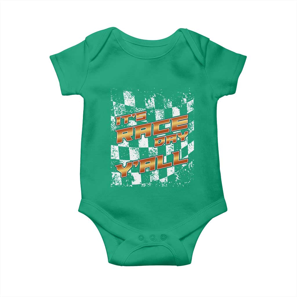 Racing Checkered Flag Baby Onesie It Is Race Day Y'all Dirt Track - Wonder Print Shop