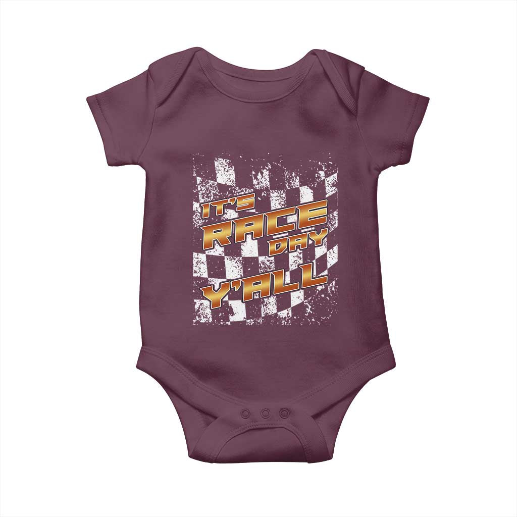 Racing Checkered Flag Baby Onesie It Is Race Day Y'all Dirt Track - Wonder Print Shop