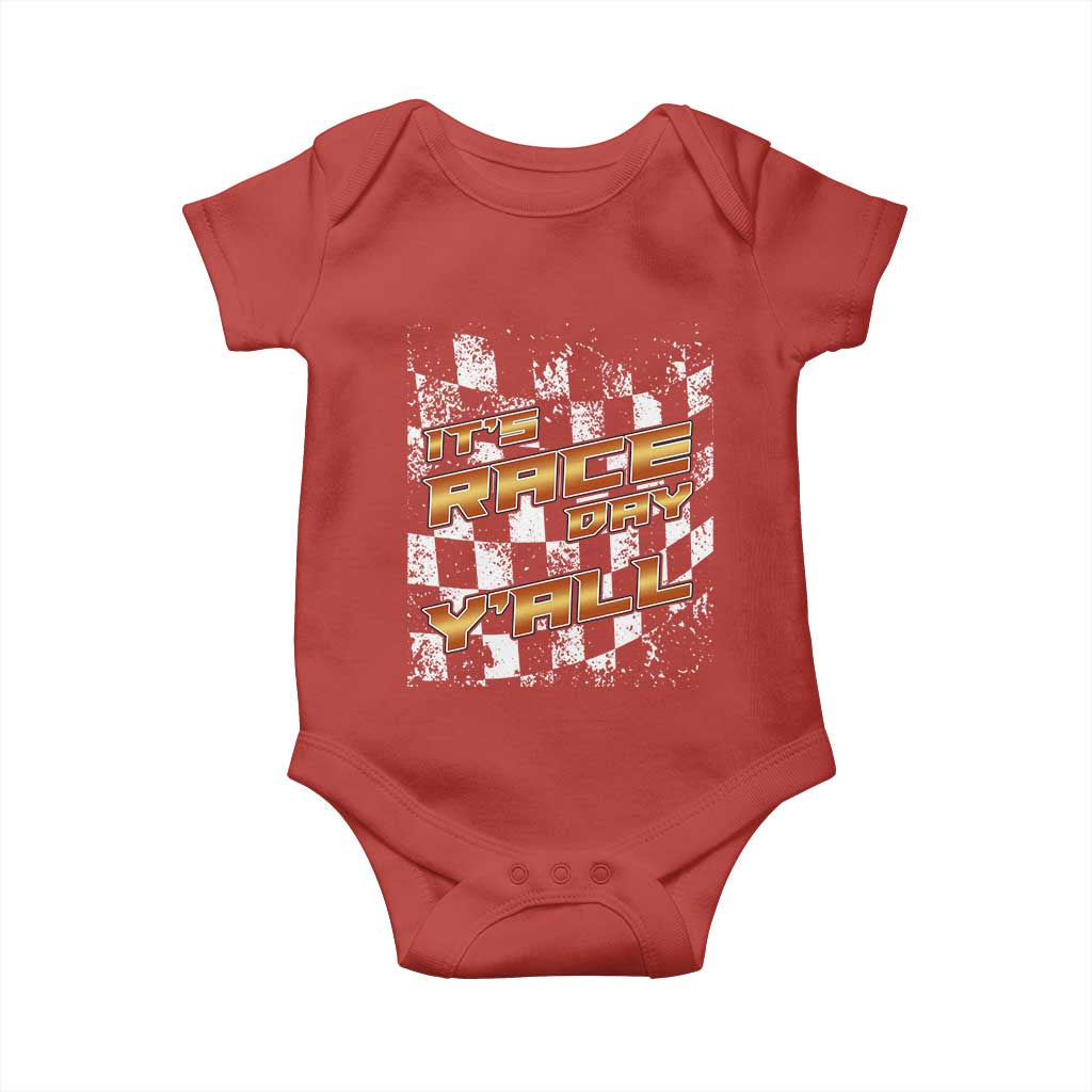 Racing Checkered Flag Baby Onesie It Is Race Day Y'all Dirt Track - Wonder Print Shop