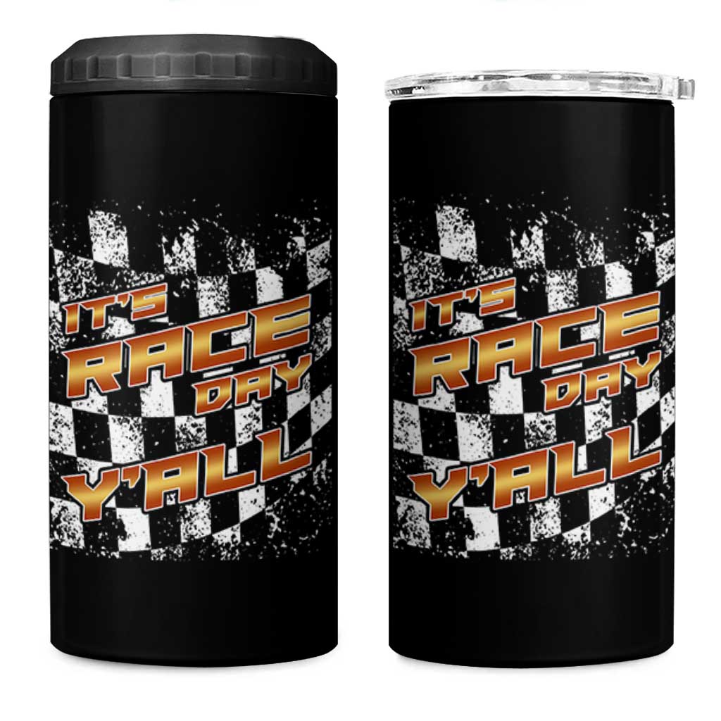 Racing Checkered Flag 4 in 1 Can Cooler Tumbler It Is Race Day Y'all Dirt Track
